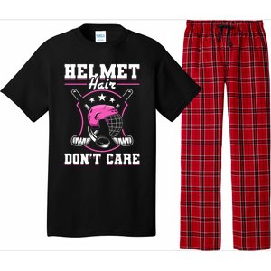 Funny Hockey Goalie Gift Helmet Hair Dont Care Ice Hockey Funny Gift Pajama Set