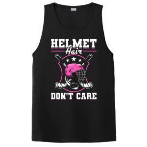 Funny Hockey Goalie Gift Helmet Hair Dont Care Ice Hockey Funny Gift PosiCharge Competitor Tank