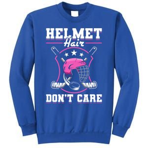 Funny Hockey Goalie Gift Helmet Hair Dont Care Ice Hockey Funny Gift Sweatshirt