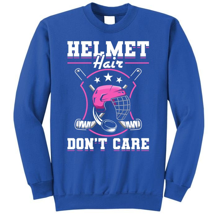 Funny Hockey Goalie Gift Helmet Hair Dont Care Ice Hockey Funny Gift Sweatshirt