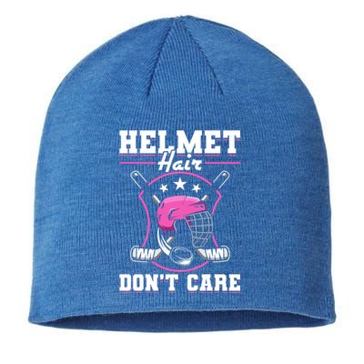 Funny Hockey Goalie Gift Helmet Hair Dont Care Ice Hockey Funny Gift Sustainable Beanie