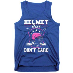 Funny Hockey Goalie Gift Helmet Hair Dont Care Ice Hockey Funny Gift Tank Top