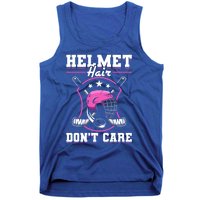 Funny Hockey Goalie Gift Helmet Hair Dont Care Ice Hockey Funny Gift Tank Top