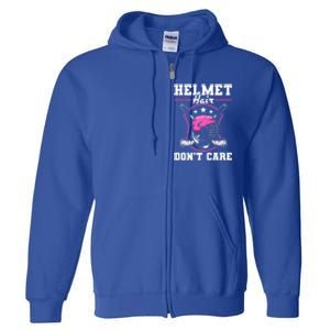 Funny Hockey Goalie Gift Helmet Hair Dont Care Ice Hockey Funny Gift Full Zip Hoodie