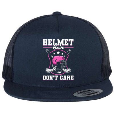 Funny Hockey Goalie Gift Helmet Hair Dont Care Ice Hockey Funny Gift Flat Bill Trucker Hat