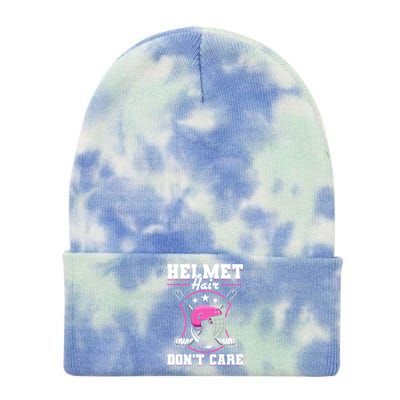 Funny Hockey Goalie Gift Helmet Hair Dont Care Ice Hockey Funny Gift Tie Dye 12in Knit Beanie