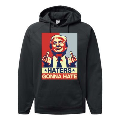 Funny Haters Gonna Hate Donald Trump Middle Finger Performance Fleece Hoodie