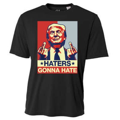 Funny Haters Gonna Hate Donald Trump Middle Finger Cooling Performance Crew T-Shirt