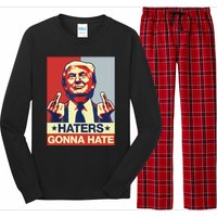 Funny Haters Gonna Hate Donald Trump Middle Finger Long Sleeve Pajama Set