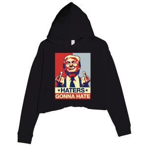 Funny Haters Gonna Hate Donald Trump Middle Finger Crop Fleece Hoodie