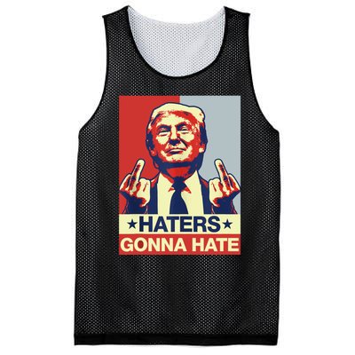 Funny Haters Gonna Hate Donald Trump Middle Finger Mesh Reversible Basketball Jersey Tank