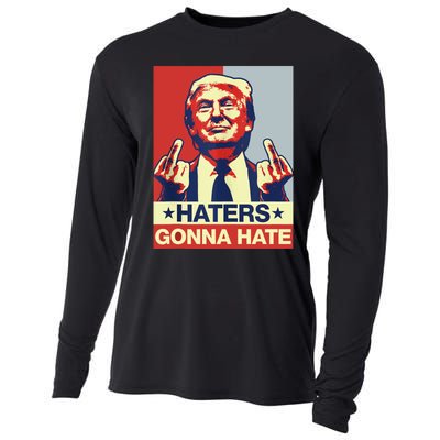 Funny Haters Gonna Hate Donald Trump Middle Finger Cooling Performance Long Sleeve Crew