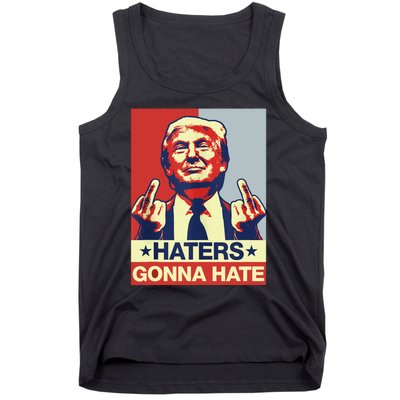 Funny Haters Gonna Hate Donald Trump Middle Finger Tank Top