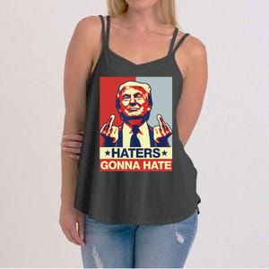 Funny Haters Gonna Hate Donald Trump Middle Finger Women's Strappy Tank