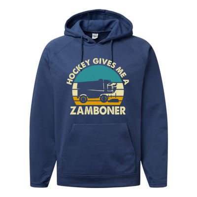 Funny Hockey Gift Hockey Gives Me A Zamboner Gift Performance Fleece Hoodie