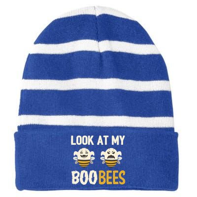 Funny Halloween Gift Look At My Boo Bees Gift Striped Beanie with Solid Band