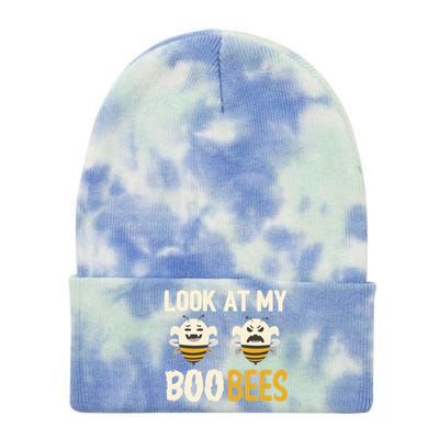 Funny Halloween Gift Look At My Boo Bees Gift Tie Dye 12in Knit Beanie