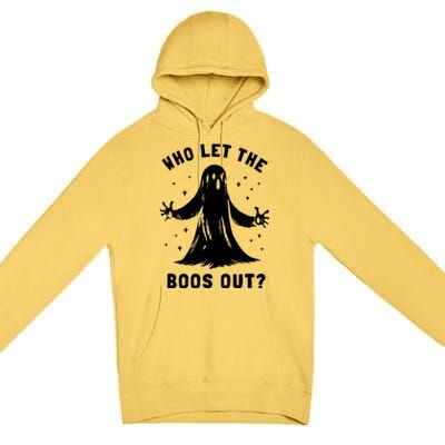 Funny Halloween Ghost Who Let The Boos Out Cute Pun Graphic Premium Pullover Hoodie