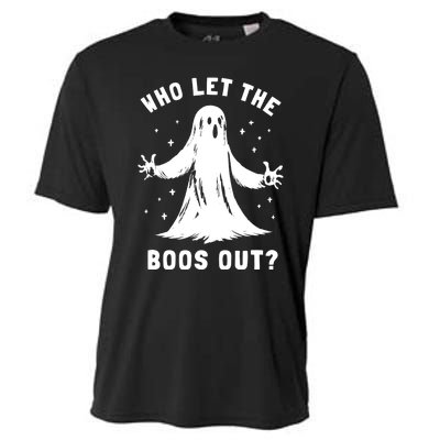 Funny Halloween Ghost Who Let The Boos Out Cute Pun Graphic Cooling Performance Crew T-Shirt