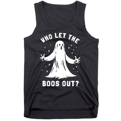 Funny Halloween Ghost Who Let The Boos Out Cute Pun Graphic Tank Top