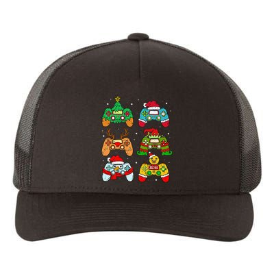 Festive Holiday Gaming Controllers with Santa Elf and Snowman Yupoong Adult 5-Panel Trucker Hat