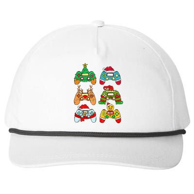 Festive Holiday Gaming Controllers with Santa Elf and Snowman Snapback Five-Panel Rope Hat