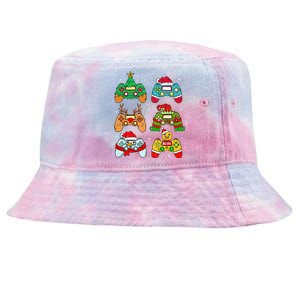 Festive Holiday Gaming Controllers with Santa Elf and Snowman Tie-Dyed Bucket Hat