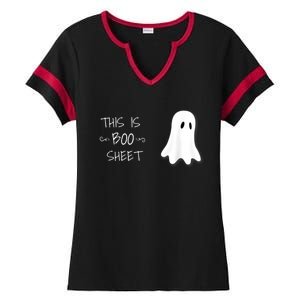 Funny Halloween Ghost This Is Boo Sheet Ladies Halftime Notch Neck Tee