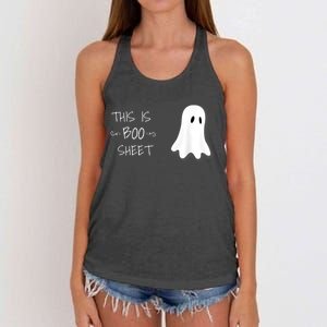 Funny Halloween Ghost This Is Boo Sheet Women's Knotted Racerback Tank