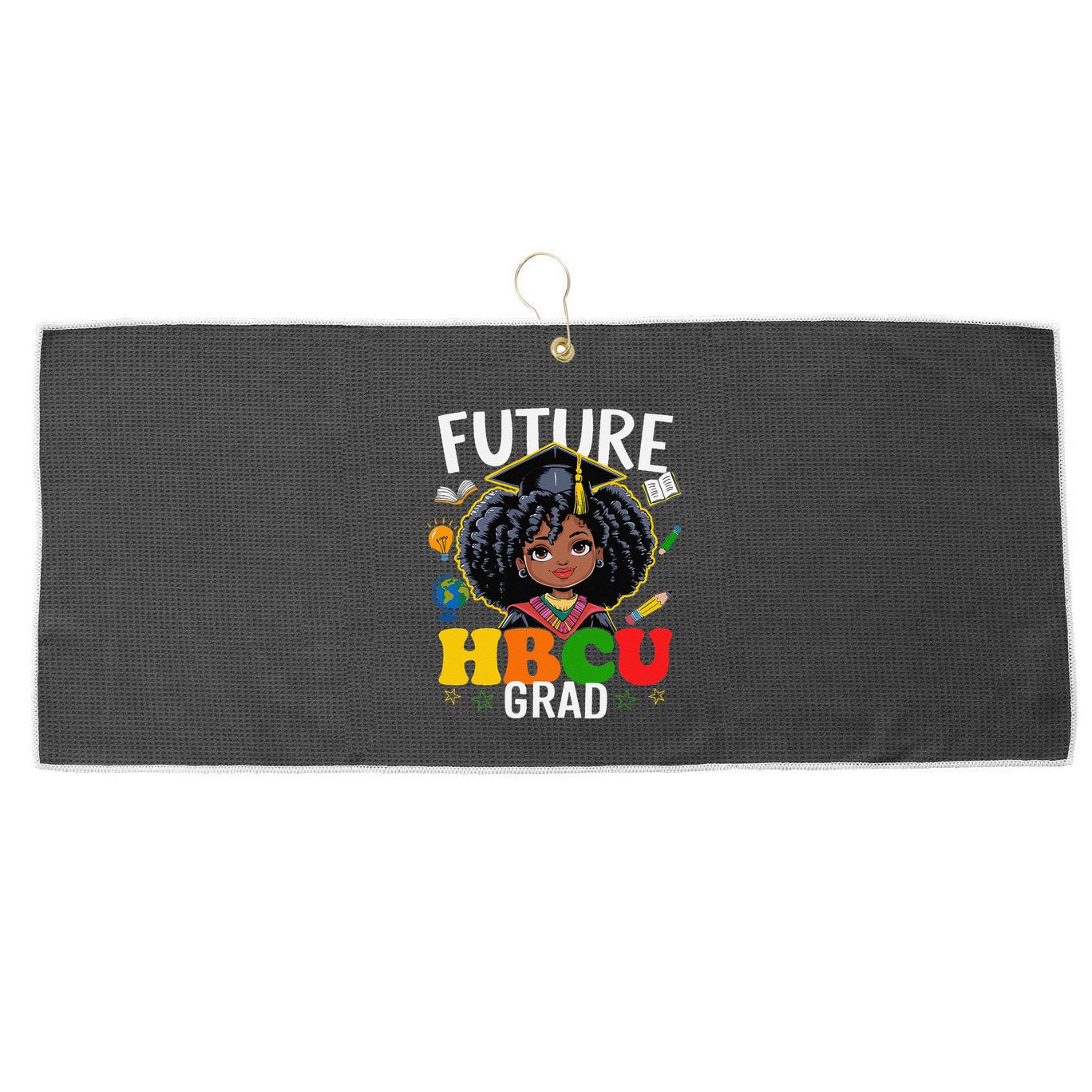 Future Hbcu Grad Afro Black History Month Large Microfiber Waffle Golf Towel