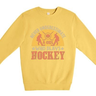 Funny Hockey Girl Hockey Lover Hockey Player Retro Hockey Girl Hockey Premium Crewneck Sweatshirt