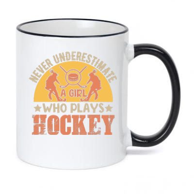 Funny Hockey Girl Hockey Lover Hockey Player Retro Hockey Girl Hockey 11oz Black Color Changing Mug