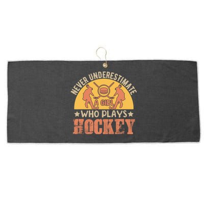 Funny Hockey Girl Hockey Lover Hockey Player Retro Hockey Girl Hockey Large Microfiber Waffle Golf Towel