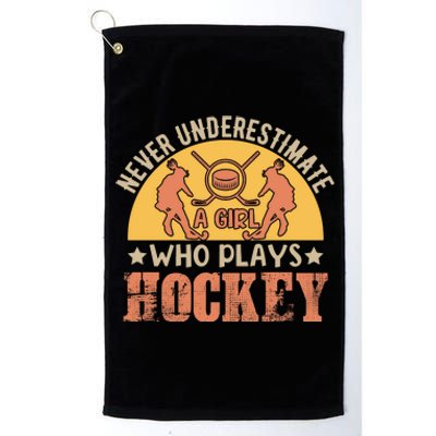 Funny Hockey Girl Hockey Lover Hockey Player Retro Hockey Girl Hockey Platinum Collection Golf Towel