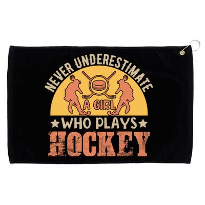 Funny Hockey Girl Hockey Lover Hockey Player Retro Hockey Girl Hockey Grommeted Golf Towel