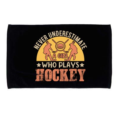 Funny Hockey Girl Hockey Lover Hockey Player Retro Hockey Girl Hockey Microfiber Hand Towel