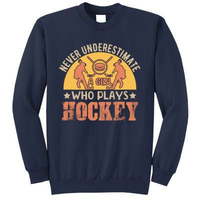 Funny Hockey Girl Hockey Lover Hockey Player Retro Hockey Girl Hockey Sweatshirt