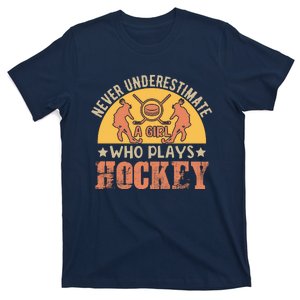 Funny Hockey Girl Hockey Lover Hockey Player Retro Hockey Girl Hockey T-Shirt