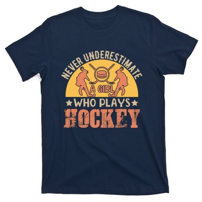 Funny Hockey Girl Hockey Lover Hockey Player Retro Hockey Girl Hockey T-Shirt