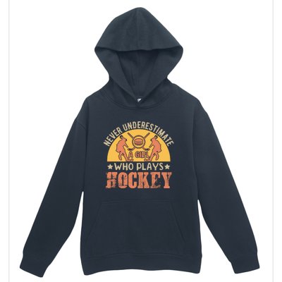 Funny Hockey Girl Hockey Lover Hockey Player Retro Hockey Girl Hockey Urban Pullover Hoodie