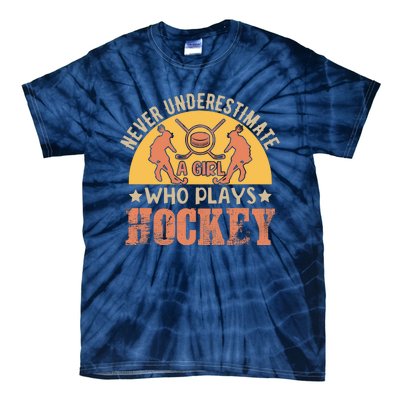 Funny Hockey Girl Hockey Lover Hockey Player Retro Hockey Girl Hockey Tie-Dye T-Shirt