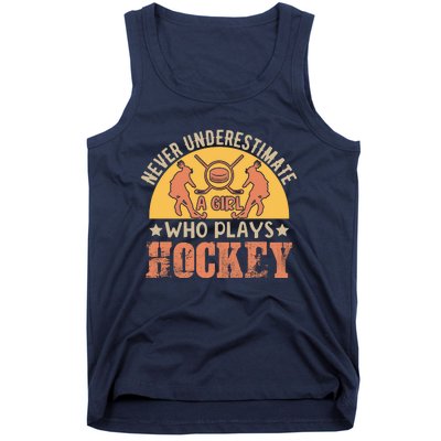 Funny Hockey Girl Hockey Lover Hockey Player Retro Hockey Girl Hockey Tank Top