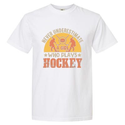 Funny Hockey Girl Hockey Lover Hockey Player Retro Hockey Girl Hockey Garment-Dyed Heavyweight T-Shirt