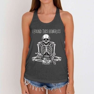Funny Halloween Gifts Skeleton I Found This Humerus Women's Knotted Racerback Tank