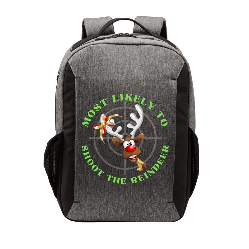 Funny Hunting Gift For Hunter Most Likely To Shoot The Reindeer Vector Backpack