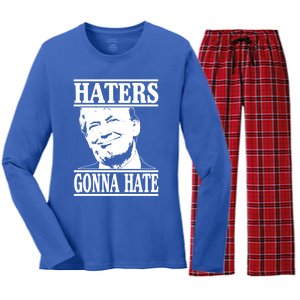 Funny Haters Gonna Hate Donald Trump Gift Presidengreat Gift Women's Long Sleeve Flannel Pajama Set 