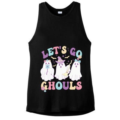 Funny Halloween Ghost Lets Go Ghouls Groovy Great Gift Ladies PosiCharge Tri-Blend Wicking Tank