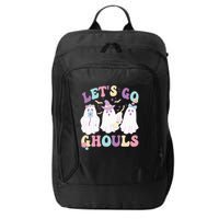 Funny Halloween Ghost Lets Go Ghouls Groovy Great Gift City Backpack