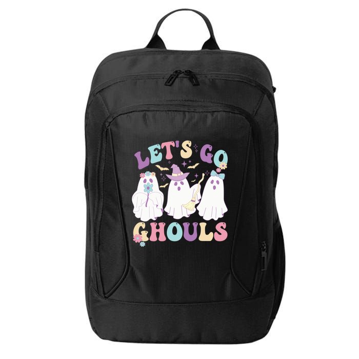 Funny Halloween Ghost Lets Go Ghouls Groovy Great Gift City Backpack