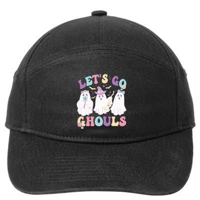 Funny Halloween Ghost Lets Go Ghouls Groovy Great Gift 7-Panel Snapback Hat